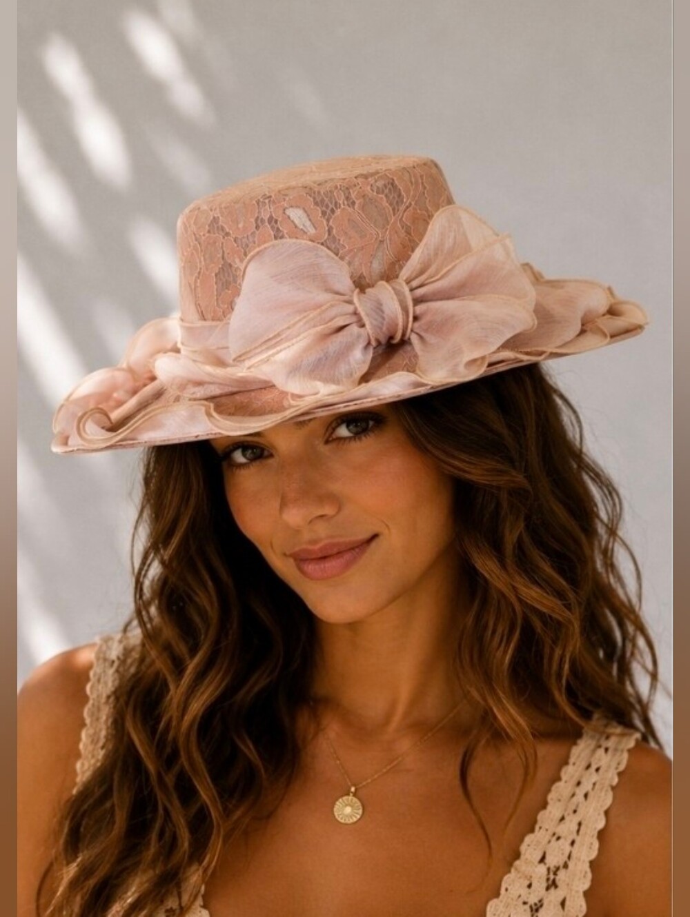 Ellen Tracy | Lace Leaf prin sewn hat